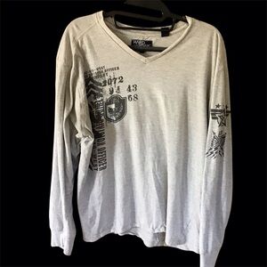 EUC Hard Edge Third Division Officer large V neck long sleeve heather gray